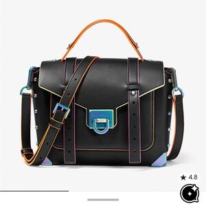 Michael Kors Black Satchel with Orange and Blue Accents